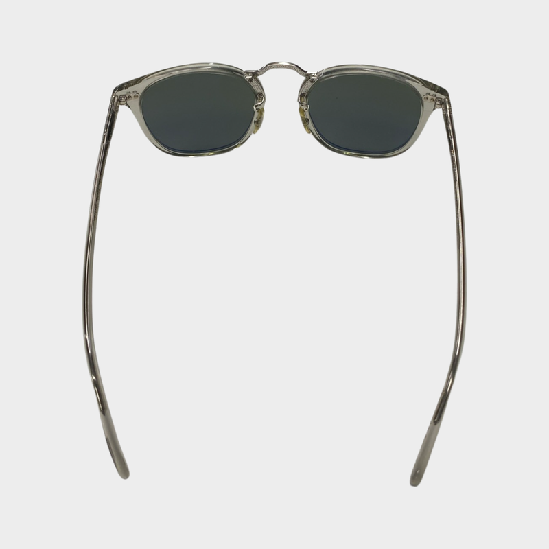 Oliver Peoples women's silver and green round sunglasses