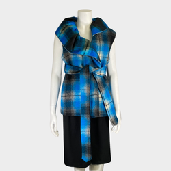 Dries Van Noten women's blue check wool vest jacket