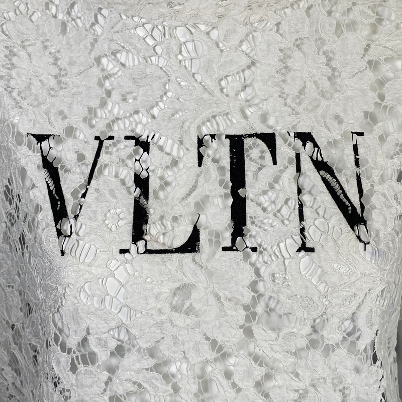 Valentino women's white lace logo t-shirt