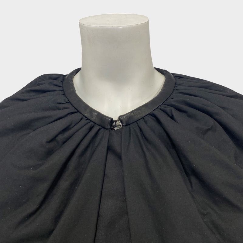 Rick Owen's women's black cotton and wool knee-length cape