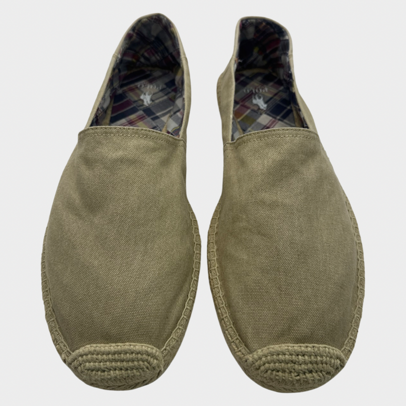 RALPH LAUREN men's beige canvas and raffia sole espadrilles