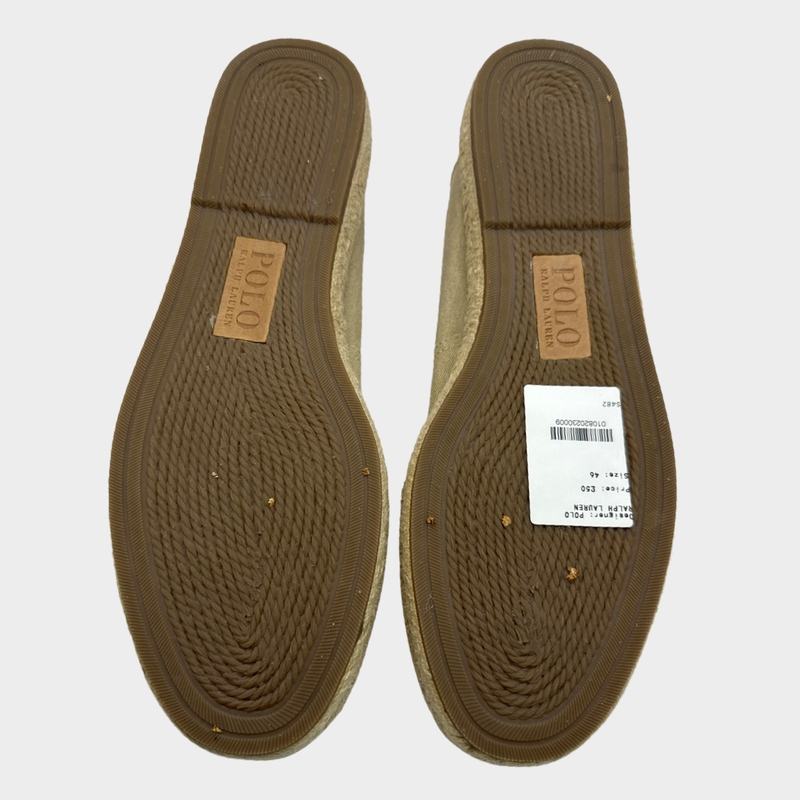 RALPH LAUREN men's beige canvas and raffia sole espadrilles