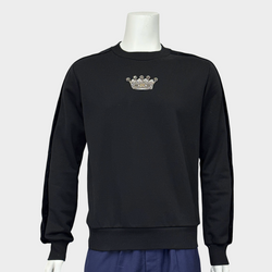 Dolce & Gabbana men's black cotton sweatshirt with D&G crown embroidery on the chest