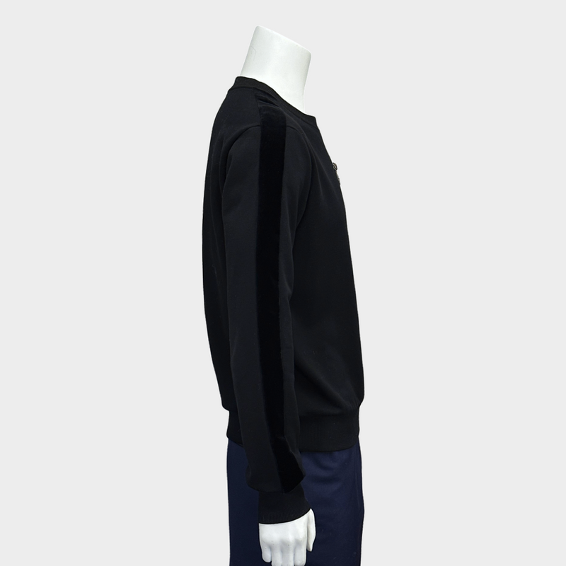 Dolce & Gabbana men's black cotton sweatshirt with D&G crown embroidery on the chest