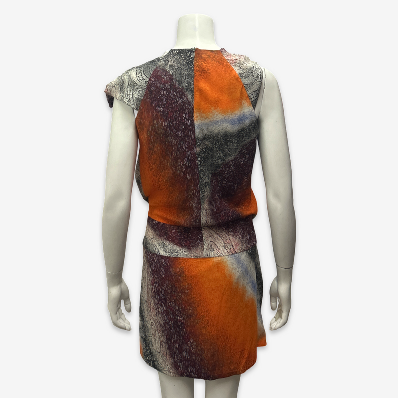 Peter Pilotto Orange And Multicolour Silk Asymmetrical Style Dress