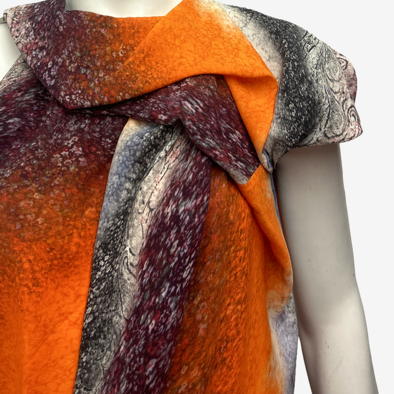 Peter Pilotto Orange And Multicolour Silk Asymmetrical Style Dress