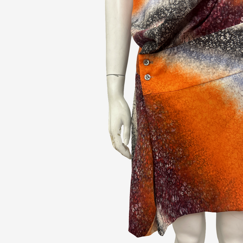 Peter Pilotto Orange And Multicolour Silk Asymmetrical Style Dress