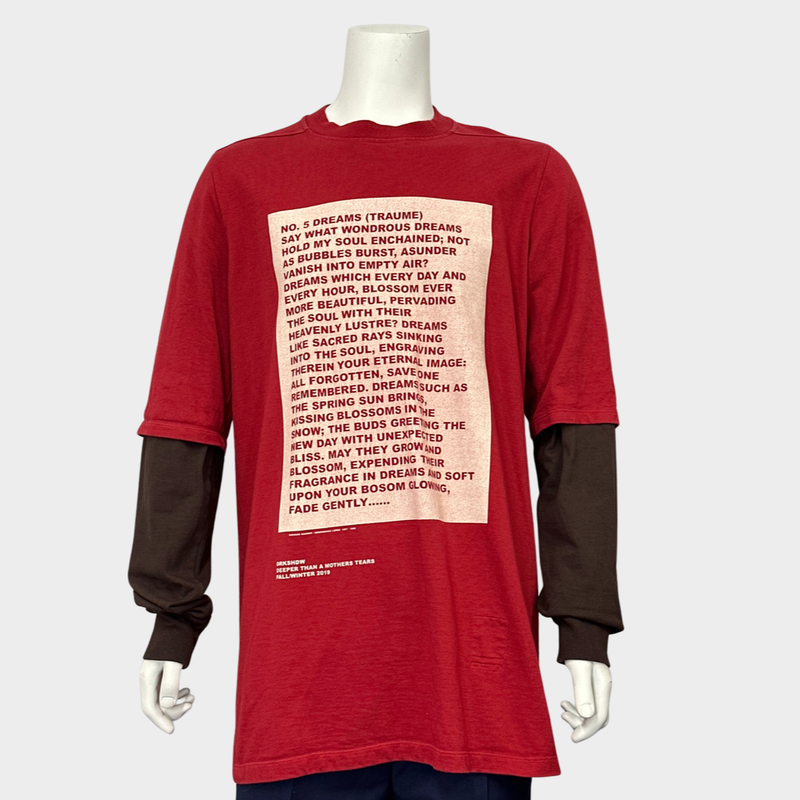 DRKSHDW by Rick Owens Men's red cotton jumper with red sleeves
