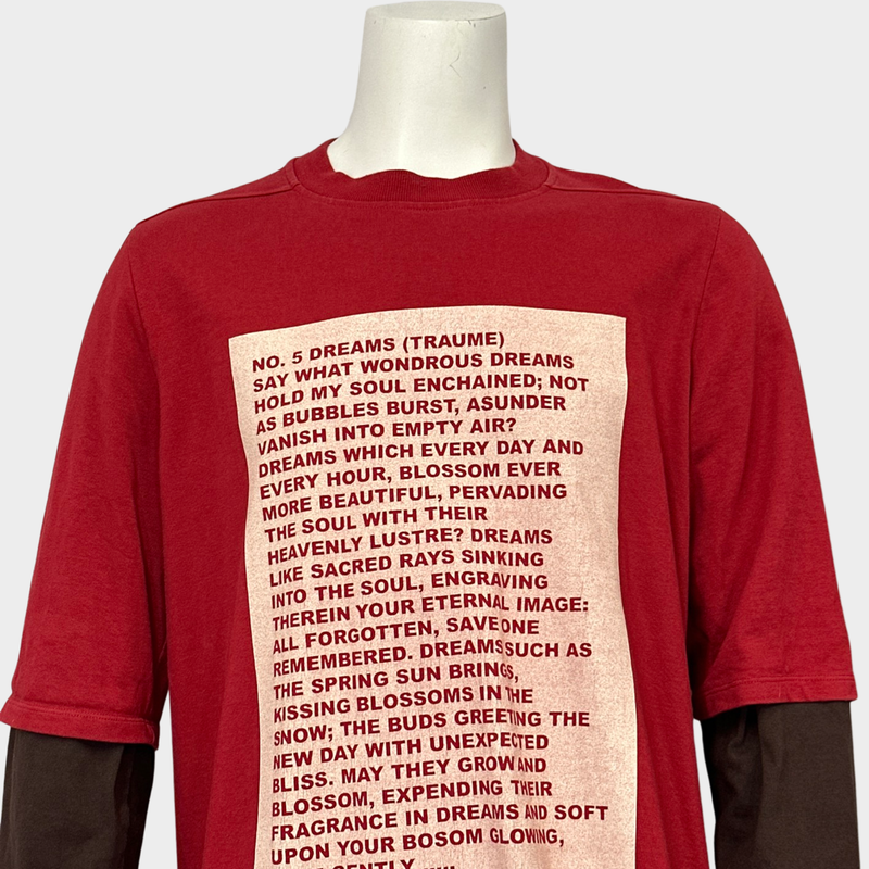 DRKSHDW by Rick Owens Men's red cotton jumper with red sleeves