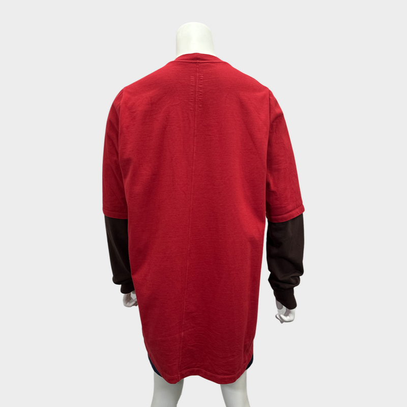 DRKSHDW by Rick Owens Men's red cotton jumper with red sleeves