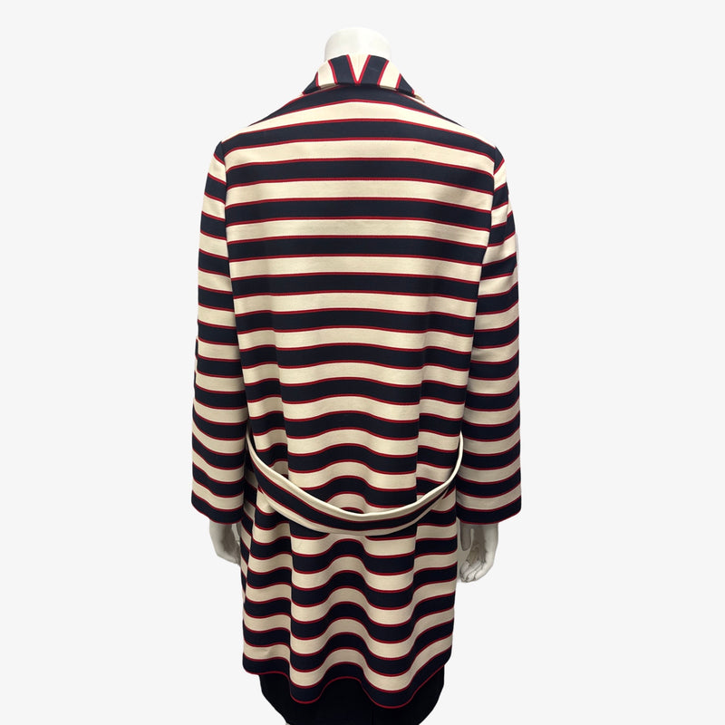 Valentino Women's White, Red, Navy Striped Coat