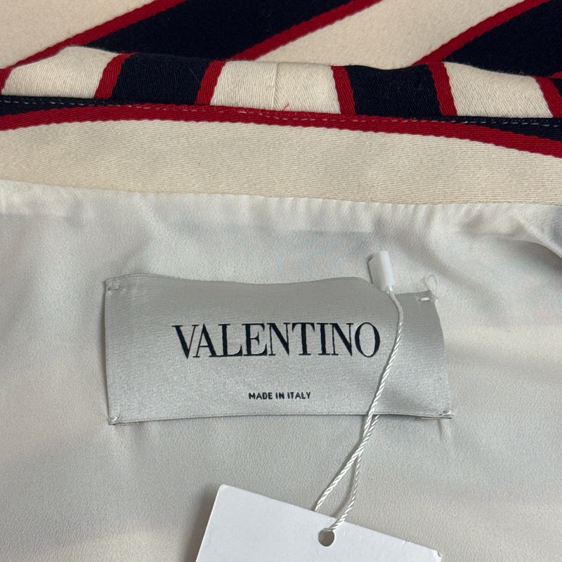 Valentino Women's White, Red, Navy Striped Coat
