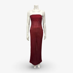 Missoni Red Knitted Strapless Maxi Dress