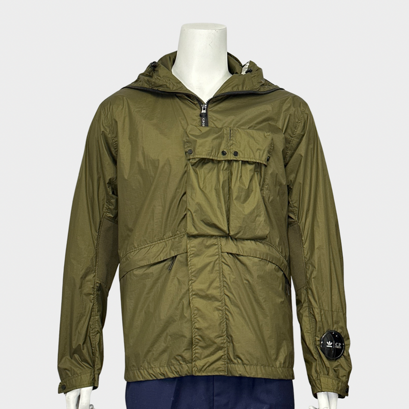 C.P. X ADIDAS men's khaki nylon jacket with built-in balaclava in the hood