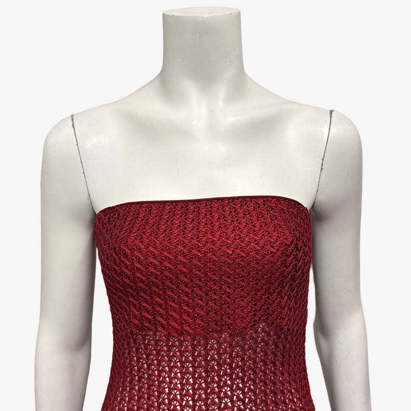 Missoni Red Knitted Strapless Maxi Dress