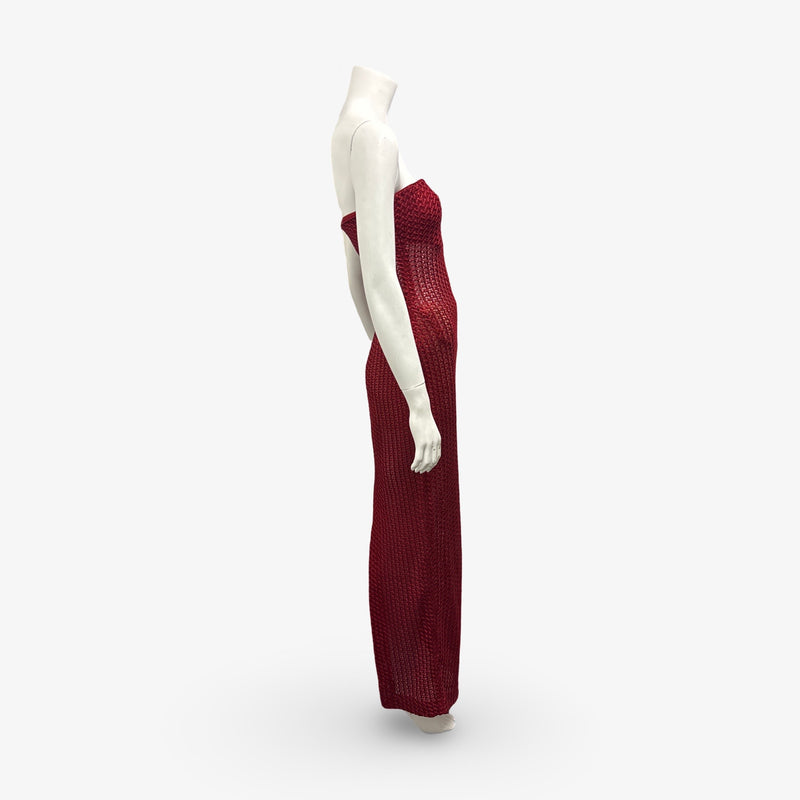 Missoni Red Knitted Strapless Maxi Dress