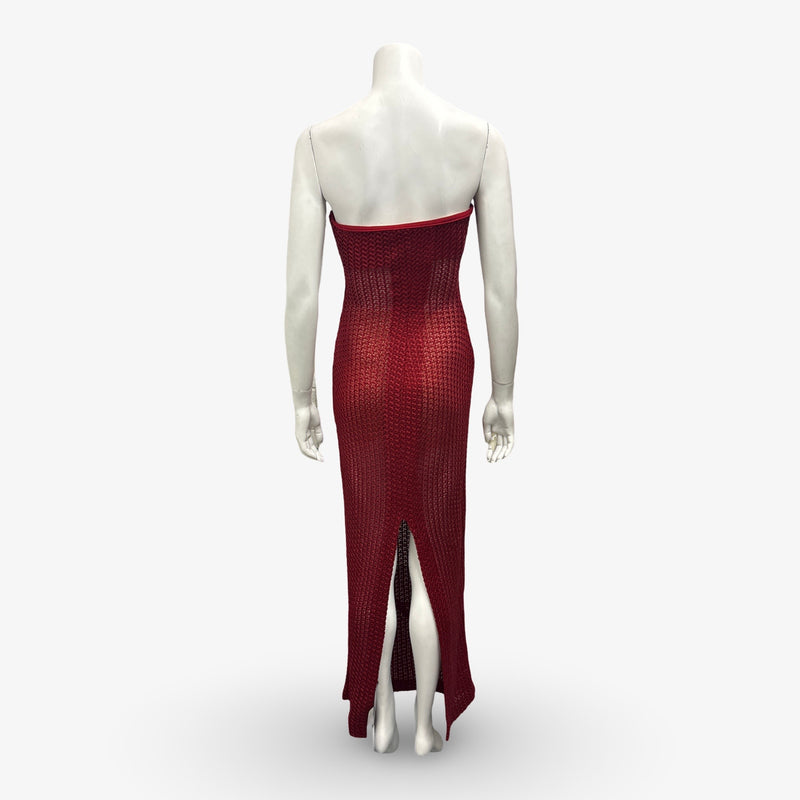 Missoni Red Knitted Strapless Maxi Dress