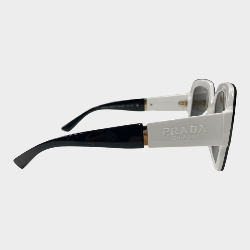Prada women's black and white square sunglasses