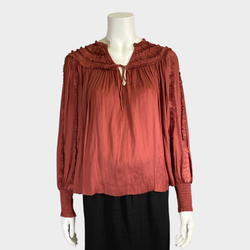 Ulla Johnson women's burgundy blouse with frills