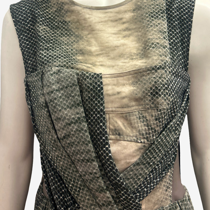 Peter Pilotto Black And Purple Ombre Asymmetrical Dress With Snakeskin Print