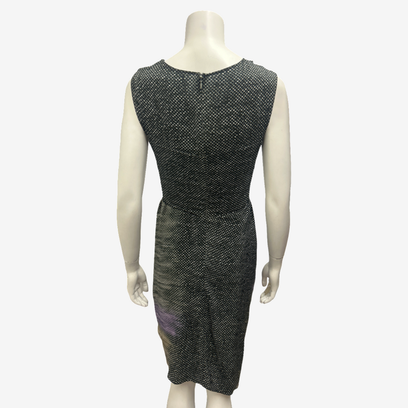 Peter Pilotto Black And Purple Ombre Asymmetrical Dress With Snakeskin Print