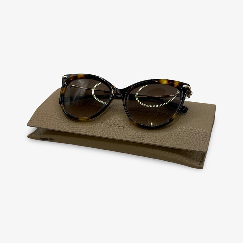 Max Mara Women's Tortoiseshell Sunglasses With Gold Sides