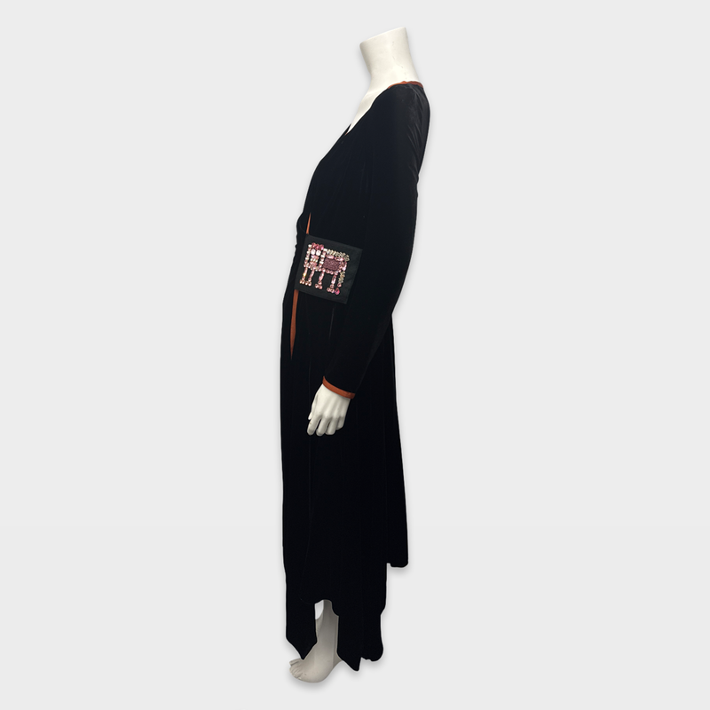 Peter Pilotto Women's Black velvet robe Dress with multicolour crystals