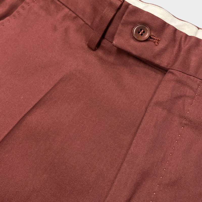 Brioni men's burgundy cotton trousers