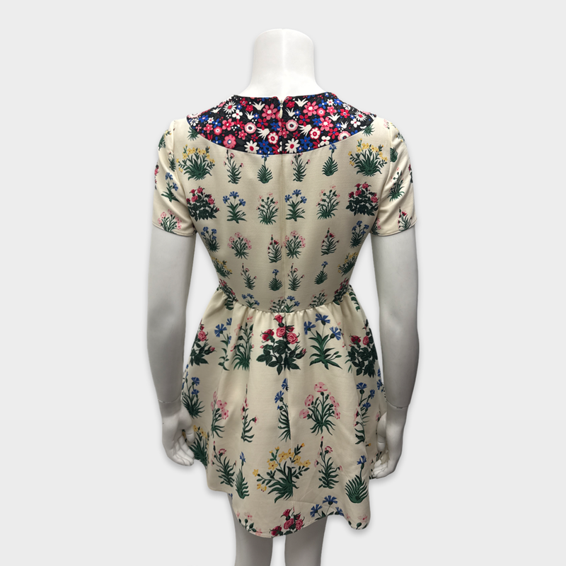 Valentino Women's Cream with multicolor floral print mini Dress