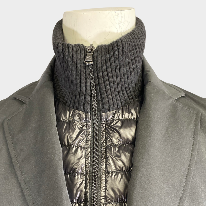 Moncler men's black coat with puffer insert