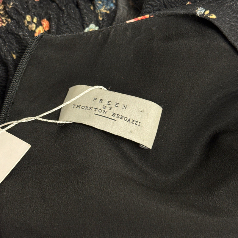 Preen Black Floral Print Dress With Cutouts