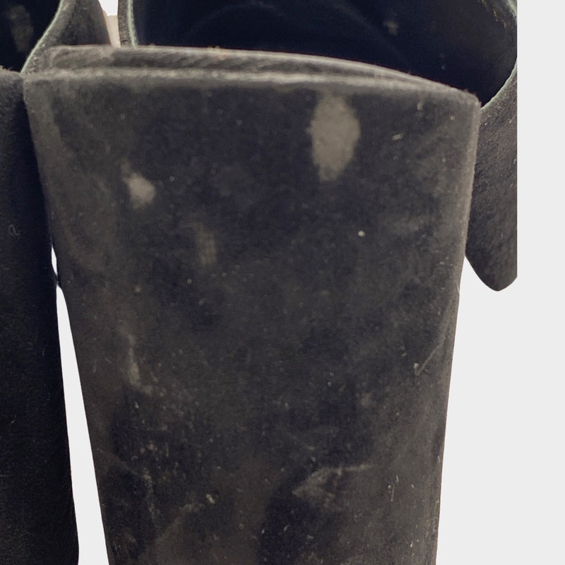 Salvatore Ferragamo black suede open-back mules with bow detail
