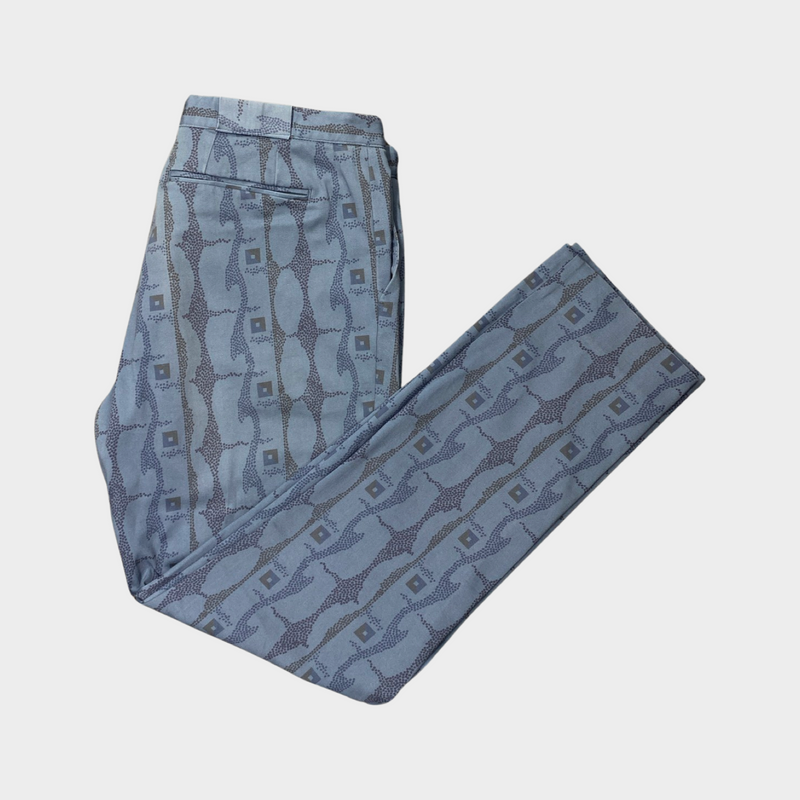 Etro men's blue cotton printed trousers