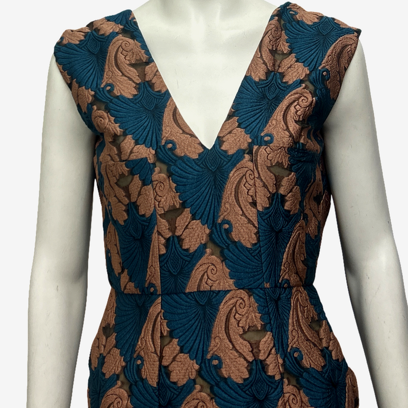 Emilia Wickstead Pink and Teal Floral Sleeveless Dress