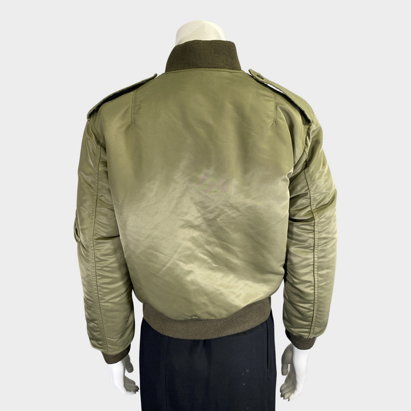 SAINT LAURENT women's military green nylon aviator bomber jacket