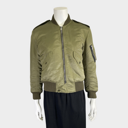 SAINT LAURENT women's military green nylon aviator bomber jacket