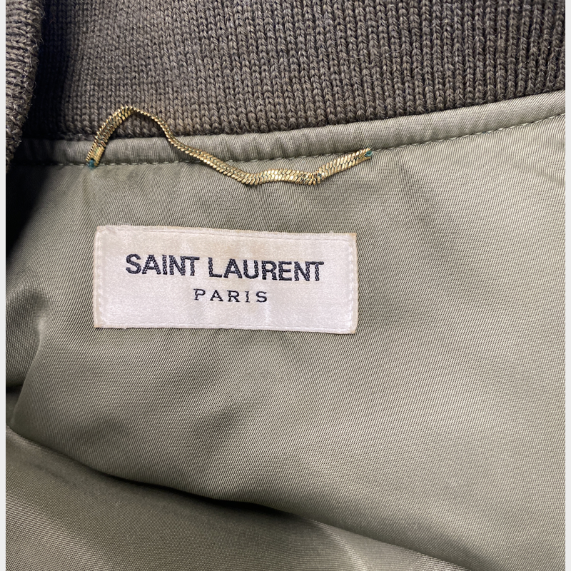 SAINT LAURENT women's military green nylon aviator bomber jacket
