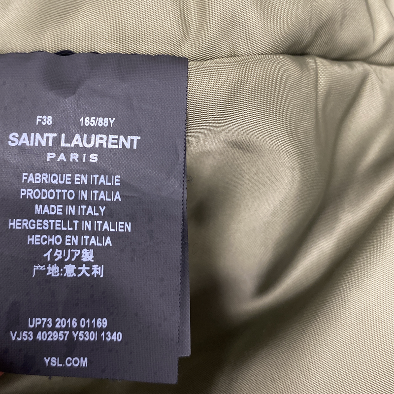 SAINT LAURENT women's military green nylon aviator bomber jacket