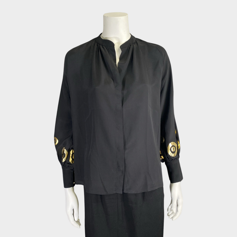 Themis Z black and gold silk shirt