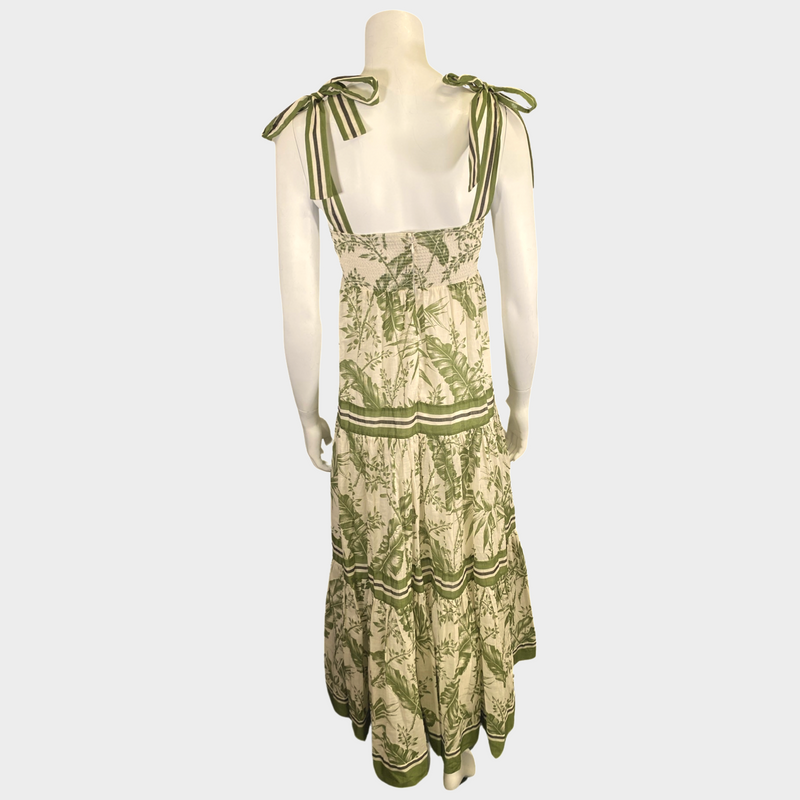 Zimmermann white and green floral print cotton maxi dress