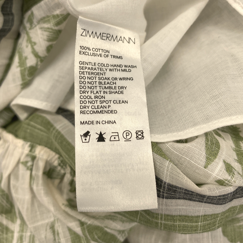 Zimmermann white and green floral print cotton maxi dress