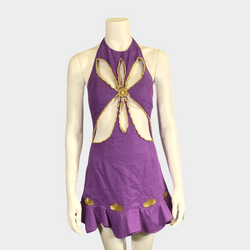 Raisa Vanessa purple cut-out mini dress with gold details
