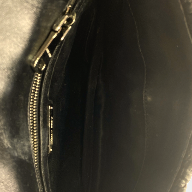 Miu Miu black Matelasse leather shoulder bag with embellished buckle