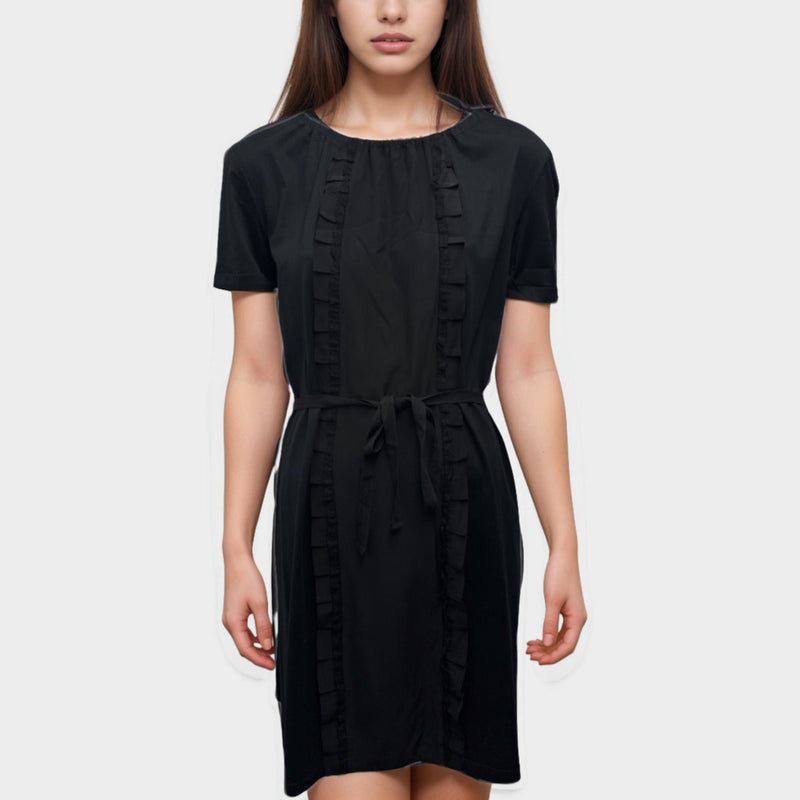Prada Black pleated silk and cotton mini Dress