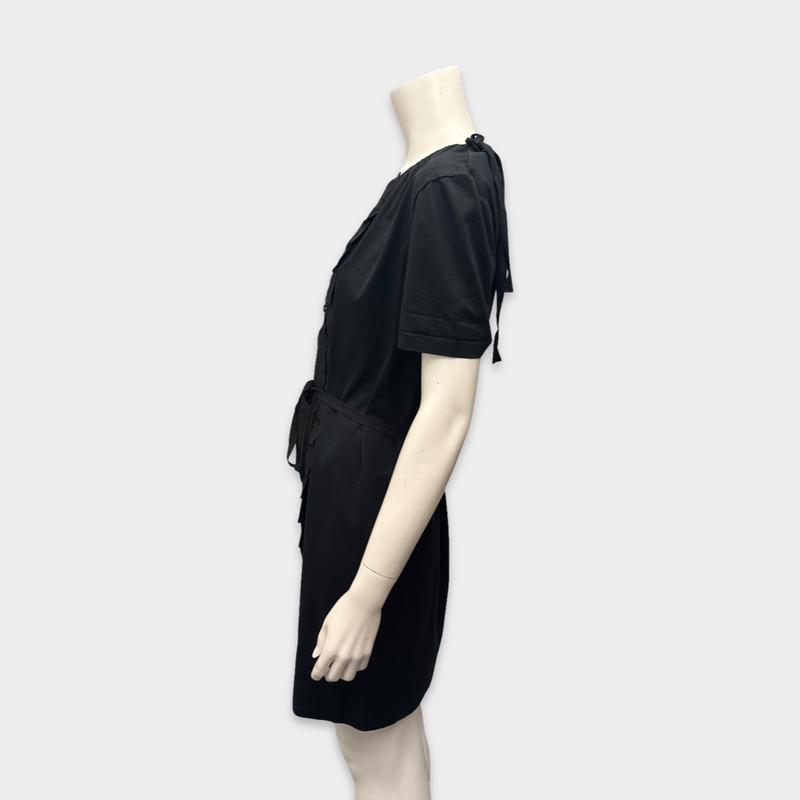 Prada Black pleated silk and cotton mini Dress