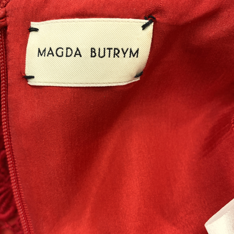 Magda Butrym women's red lace flower mini dress