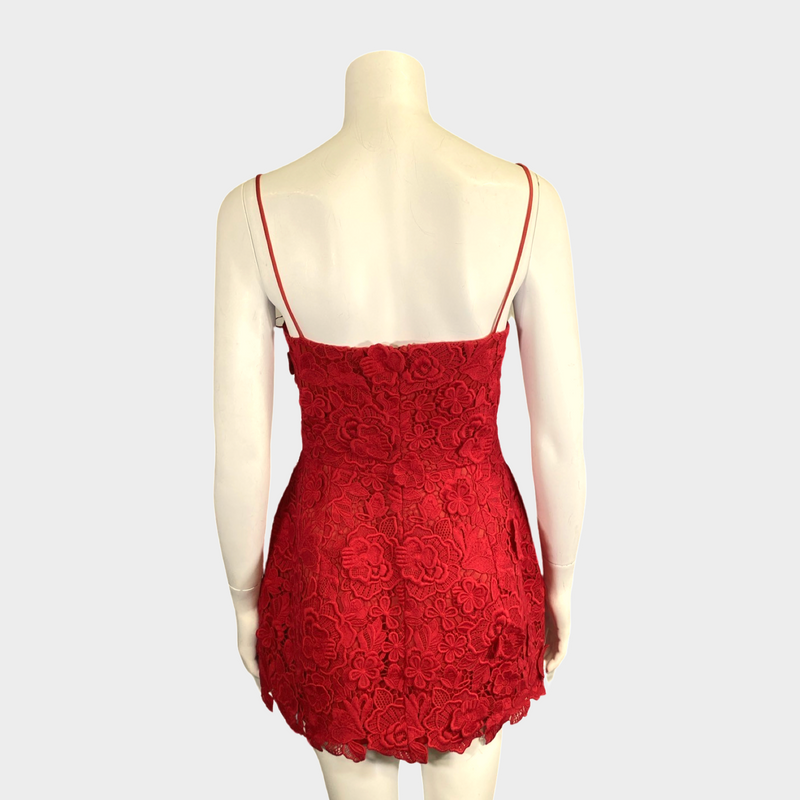 Magda Butrym women's red lace flower mini dress