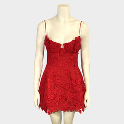 Magda Butrym women's red lace flower mini dress