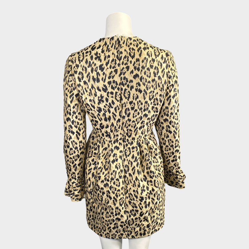 Valentino brown and black leopard print mini dress with metallic detail