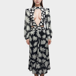 Pat Bo Black and white floral print dress